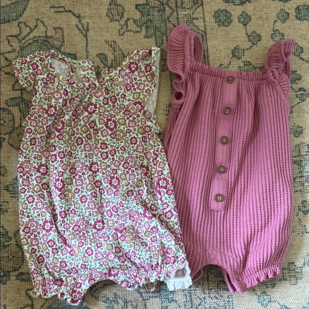 Carters Floral and Pink Baby Romper Set